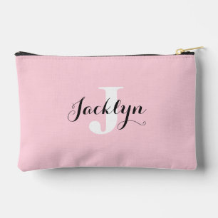 Elegantes Rosa-Blush Custom-Name Zubehörtasche