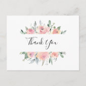 Elegantes Rosa Blush Floral Vielen Dank Postkarte (Vorderseite)