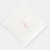 Elegantes Rosa/Blush Monogram Wedding Dinner Serviette (Ecke)