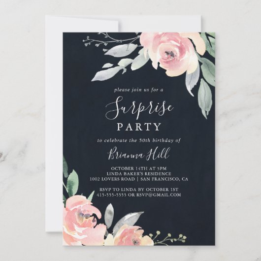 Elegantes Rosa Blush Party Einladung (Vorderseite)
