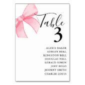 Elegantes Rosa Blush Ribbon Brautparty Hochzeit Tischnummer (Vorderseite)