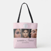 Elegantes Rosa-Blush-Schwarz-Script 3 Foto-Wimpern Tasche (Rückseite)