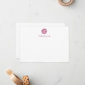 Elegantes rosa Blush Script Monogram Beruflich Mitteilungskarte (Vorderseite/Rückseite Beispiel)