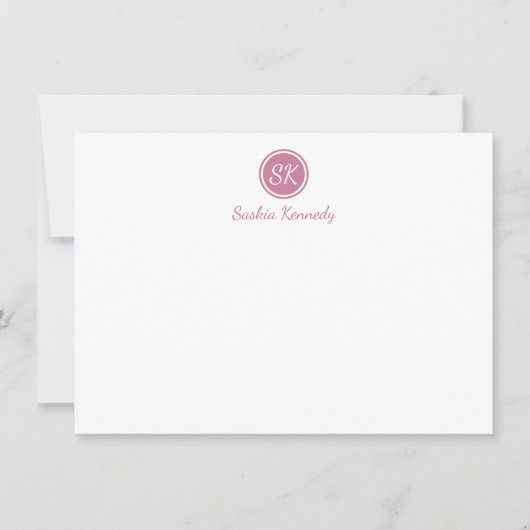 Elegantes rosa Blush Script Monogram Beruflich Mitteilungskarte (Vorderseite)