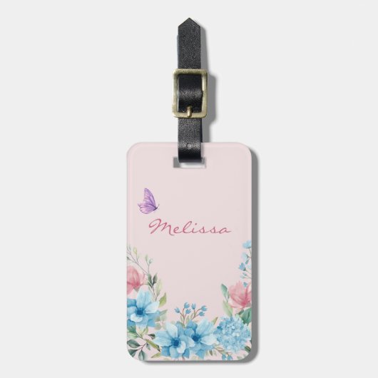 Elegantes Rosa Blush Spring Floral Gepäckanhänger (Vorderseite vertikal)