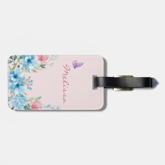 Elegantes Rosa Blush Spring Floral Gepäckanhänger (Rückseite horizontal)