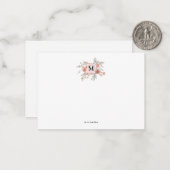 Elegantes Rosa-Blüten-Monogramm Mitteilungskarte (Vorderseite/Rückseite Beispiel)