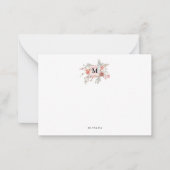 Elegantes Rosa-Blüten-Monogramm Mitteilungskarte (Vorderseite)