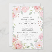 Elegantes Rosa Blüten und Rose Gold Brautparty\ Einladung (Vorderseite)