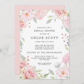 Elegantes Rosa Blüten und Rose Gold Brautparty\ Einladung (Vorne/Hinten)