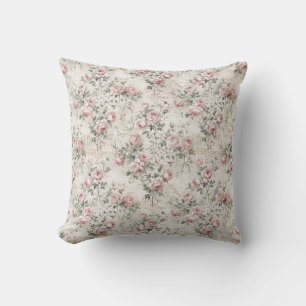 Elegantes Rosa-Blüten-Vintage-Cottagecore-Blumenmu Kissen