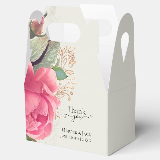 Elegantes Rosa Blütenfarben Rose Gold Gefälligkeit Geschenkschachtel (Geöffnet)