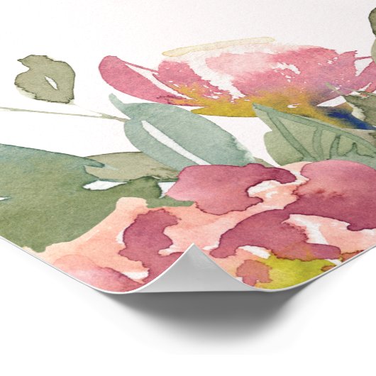 Elegantes Rosa Blütengolden Brautparty Brunch-Zeic Poster (Ecke)