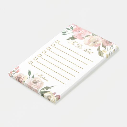 Elegantes Rosa Blütengoldfarben für benutzerdefini Post-it Klebezettel (angewinkelt)