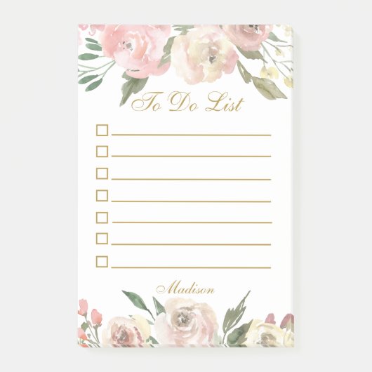 Elegantes Rosa Blütengoldfarben für benutzerdefini Post-it Klebezettel (Vorderseite)