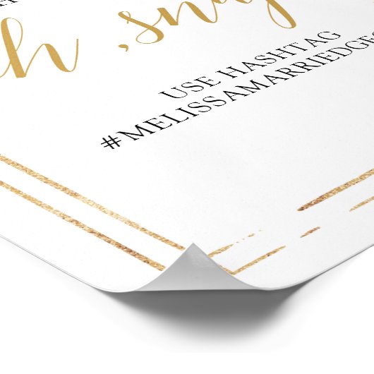 Elegantes rosa Blütengoldschild Poster (Ecke)