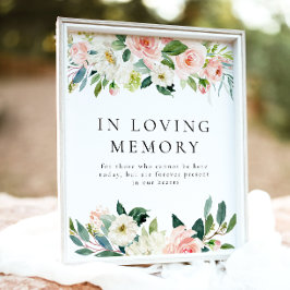 Elegantes, rosa Blütenmuster im Zeichen des Gedäch Poster