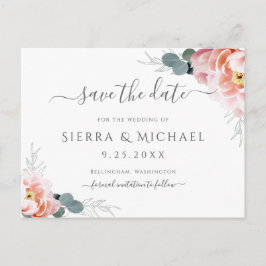 Elegantes Rosa Blütenpink Save the Date Ankündigungspostkarte