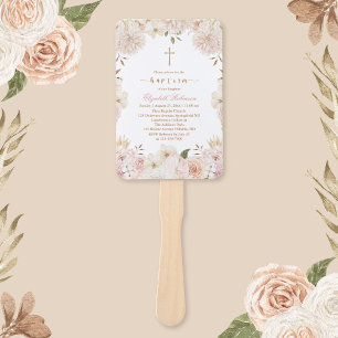Elegantes rosa Boho Floral Taufe Set der Fans Fächer