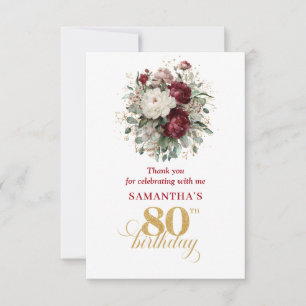 Elegantes Rosa-Bordeaux 80. Geburtstag Danke schön
