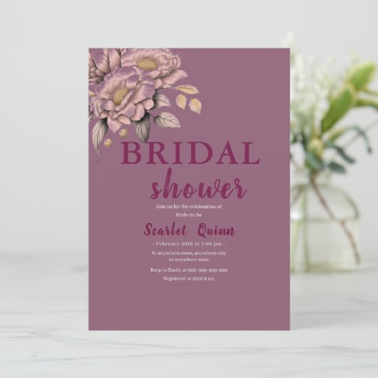 Elegantes, rosa botanisches Brautparty der Blume Einladung (Stehend Vorderseite)