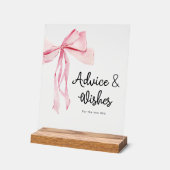 Elegantes rosa Bow Advice & Wishings Brautparty Acrylschild (Winkel)