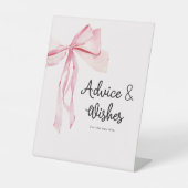 Elegantes rosa Bow Advice & Wishings Brautparty Sockelschild (Vorderseite)