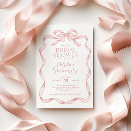 Elegantes rosa Bow Blush Ribbon-Brautparty Einladung