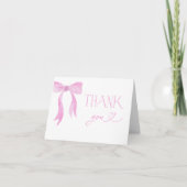 Elegantes rosa Bow-Brautparty Danke-Card Dankeskarte (Vorderseite)