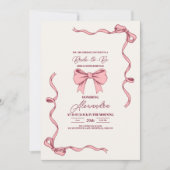 Elegantes rosa Bow-Brautparty Einladung (Vorderseite)