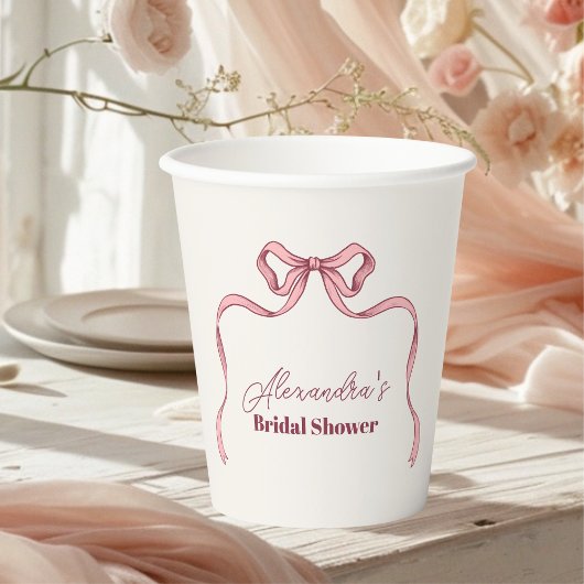 Elegantes rosa Bow-Brautparty Pappbecher