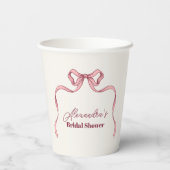 Elegantes rosa Bow-Brautparty Pappbecher (Rückseite)