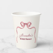 Elegantes rosa Bow-Brautparty Pappbecher (Vorderseite)