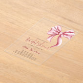 Elegantes rosa Bow Coquette Brautparty Party Acryleinladungen (Ablage )
