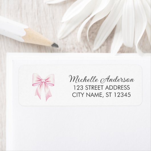 Elegantes rosa Bow Coquette Rücksendeadresse-Label (Insitu)