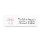 Elegantes rosa Bow Coquette Rücksendeadresse-Label (Vorne)