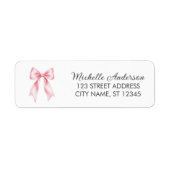 Elegantes rosa Bow Coquette Rücksendeadresse-Label (Vorne)