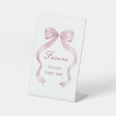 Elegantes rosa Bow Favors Pedestal Sign Sockelschild (Vorderseite)