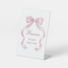 Elegantes rosa Bow Favors Pedestal Sign Sockelschild