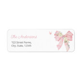 Elegantes Rosa Bow Floral Return Address Label (Vorne)