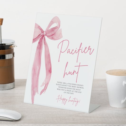 Elegantes Rosa Bow Niedlicher Schnuller Jagdspiel Sockelschild (In SItu)