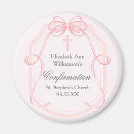 Elegantes rosa Bow Ribbon Confirmation Party Magnet