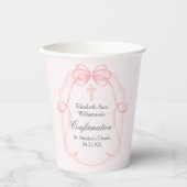 Elegantes rosa Bow Ribbon Confirmation Party Pappbecher (Vorderseite)