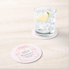 Elegantes rosa Bow Ribbon Confirmation Party Runder Pappuntersetzer