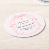 Elegantes rosa Bow Ribbon Confirmation Party Runder Pappuntersetzer (Angewinkelt)