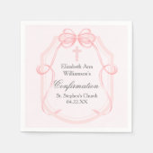 Elegantes rosa Bow Ribbon Confirmation Party Serviette (Vorderseite)