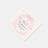 Elegantes rosa Bow Ribbon Confirmation Party Serviette (Ecke)