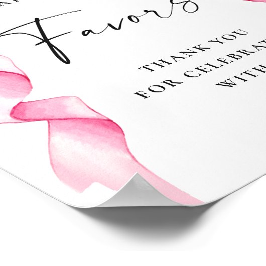 Elegantes rosa Bow Ribbon Liebling beim Hochzeitsz Poster (Ecke)