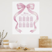 Elegantes rosa Bow Seating Chart Poster (Küche)