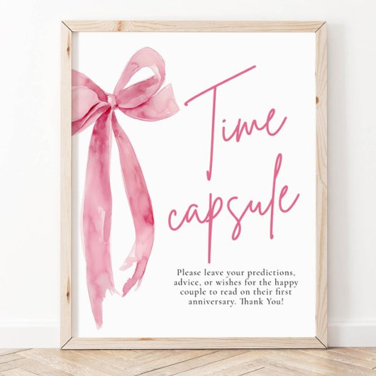 Elegantes, rosa Bow Time Capsule Game Sign Poster